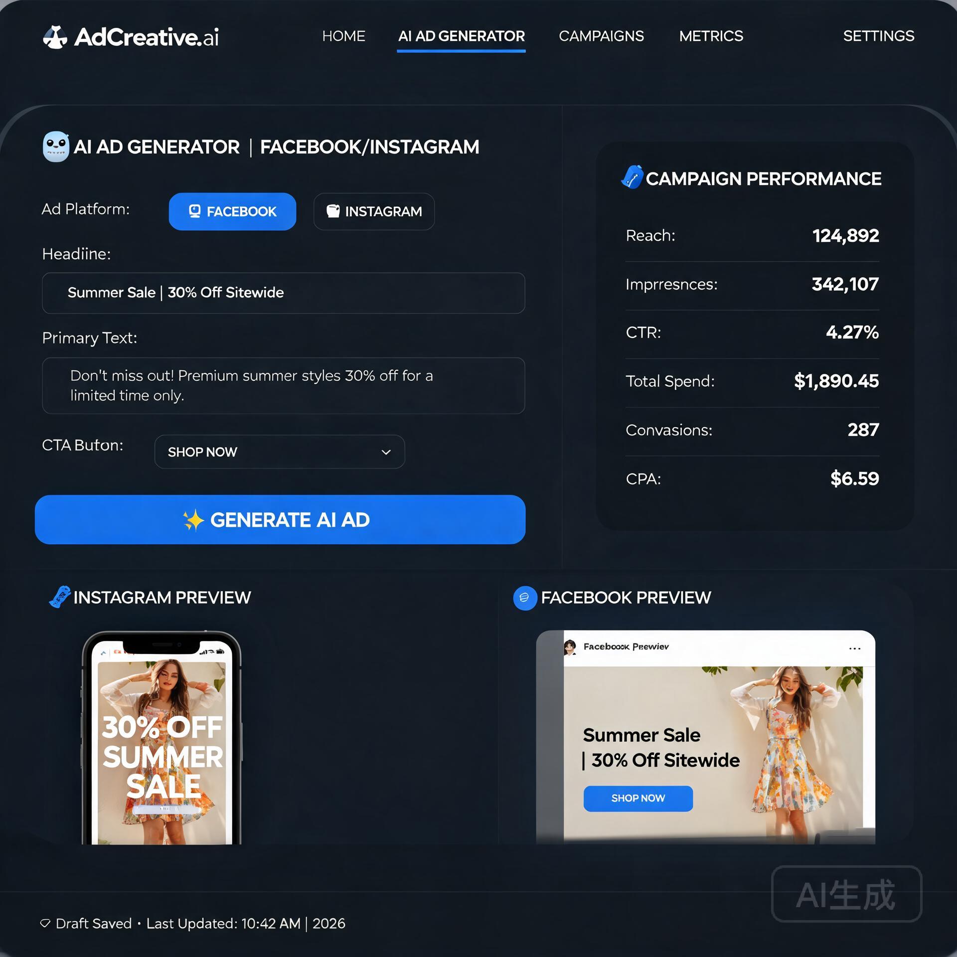 Facebook and Instagram advertising creative tools dashboard 2026
